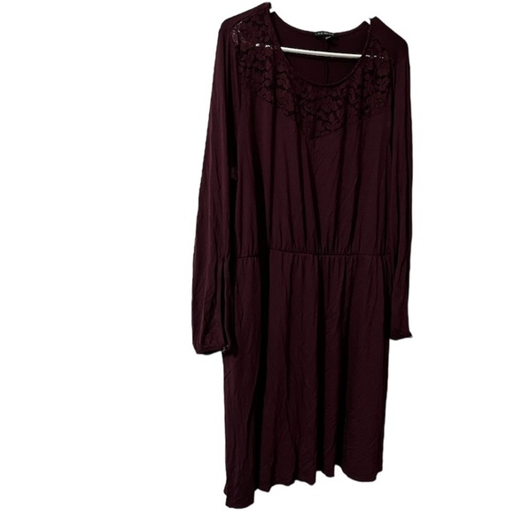 Lane Bryant Dresses & Skirts - Lane Bryant Maroon Long Sleeve Dress 18/20 T1